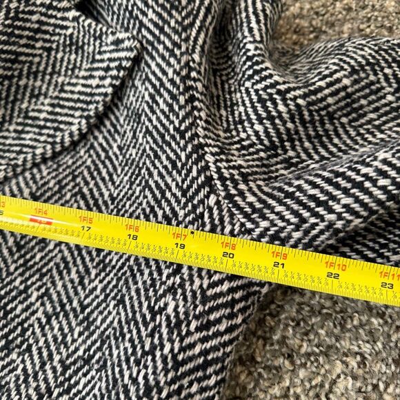 Mark Reed Black Wool Houndstooth Fishbone Trench Coat Large 14P - Picture 5 of 6